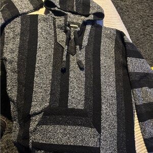 Striped Baja Hoodie - Black & Gray